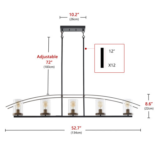 Wade Logan® Arel 5Light Arched Linear Dimmable Glass Shade Chandelier